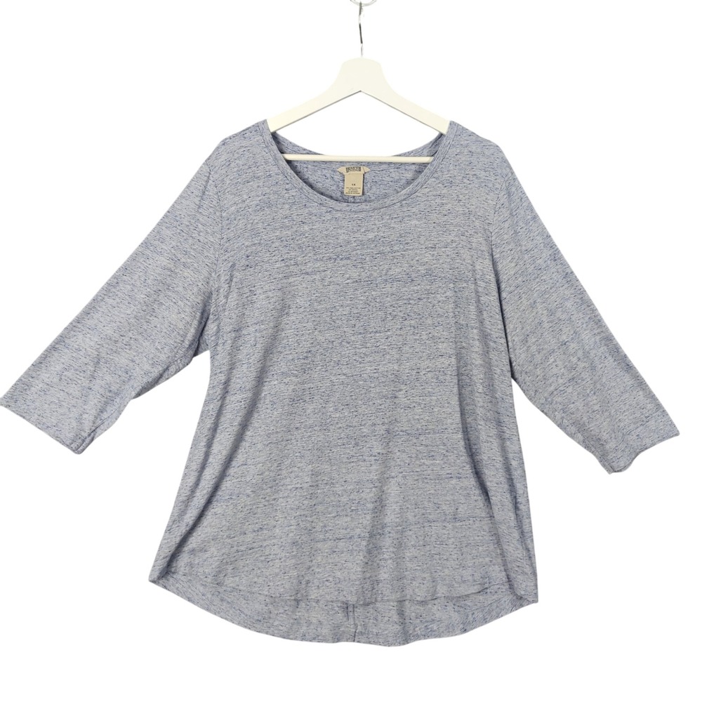 Duluth Pima Cotton Willow Knit 3/4 Sleeve Cozy Top Womens Plus 1X Blue Comfort